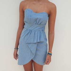 Voom by Joy Han Strapless Denim Mini Dress Medium